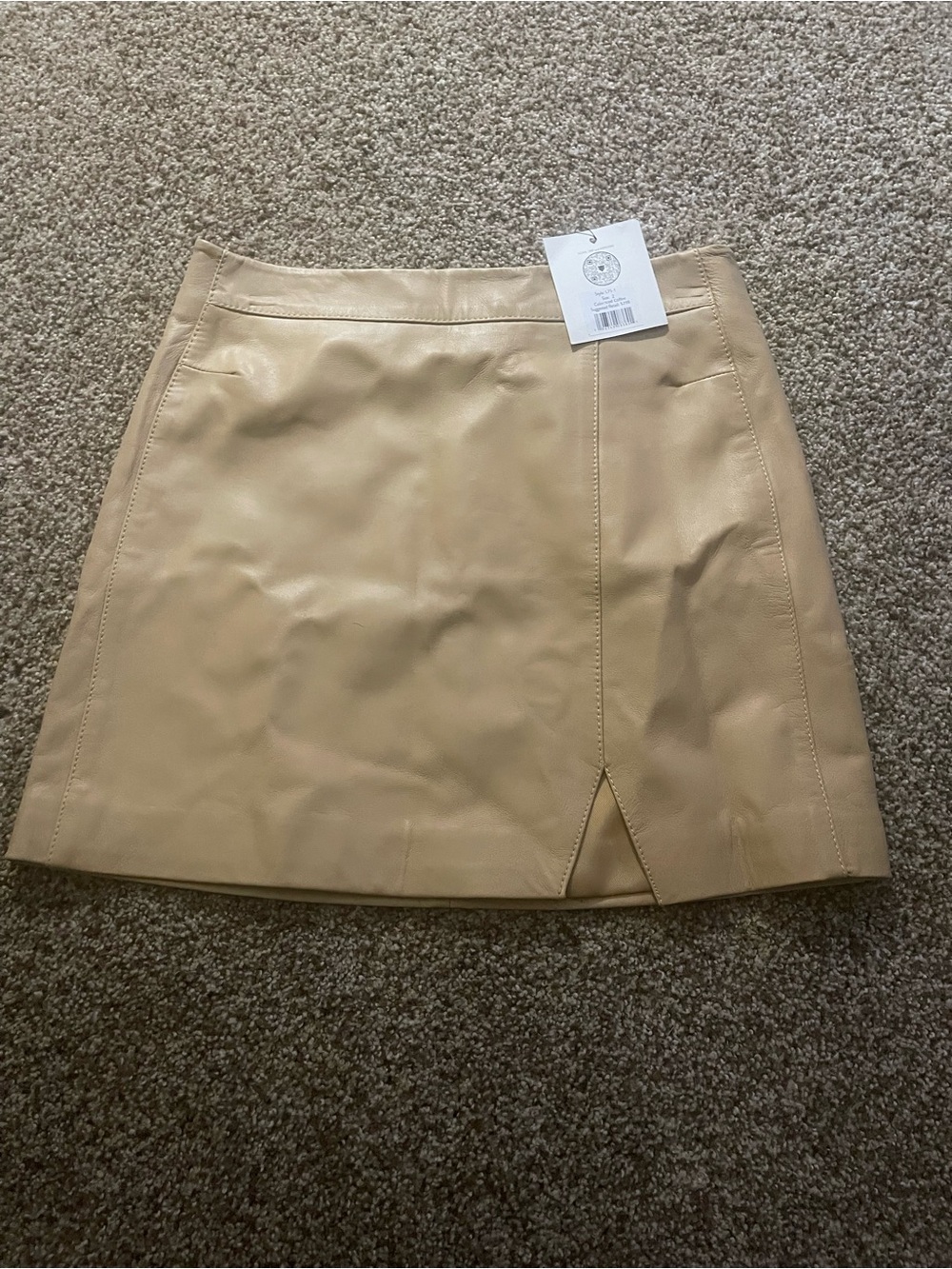 NWT LITA by Ciara Leader Lambskin Leather Mini Skirt Iced Coffee Size 2